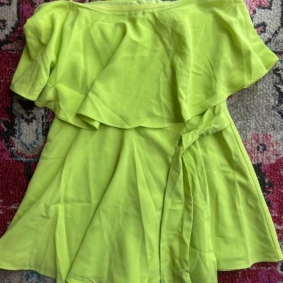 Lime Strapless Ruffle Romper - Picture 2 of 4
